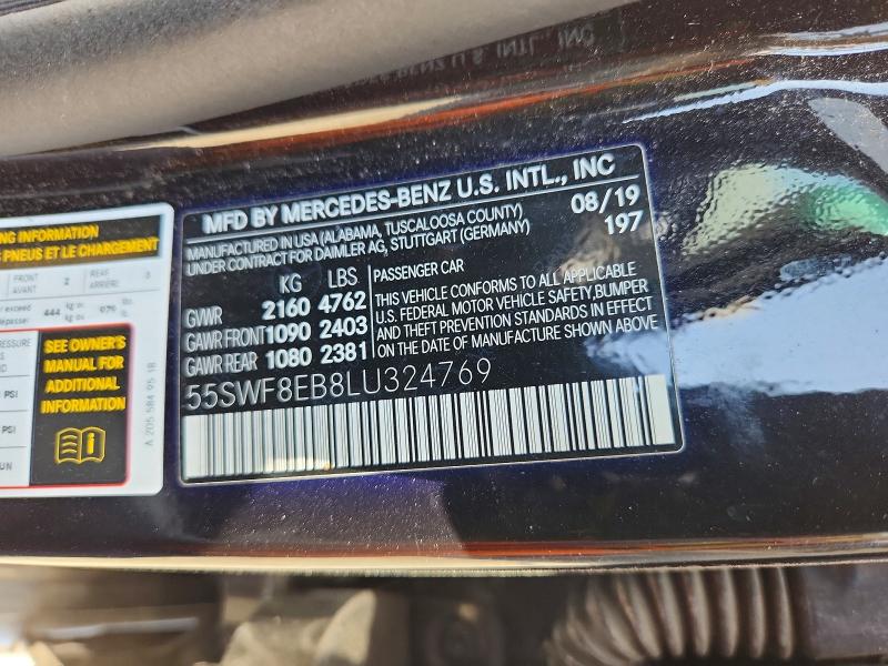 2020 Mercedes-benz C მანქანა იყიდება აუქციონზე, vin: 55SWF8EB8LU324769, აუქციონის ნომერი: 63377246
