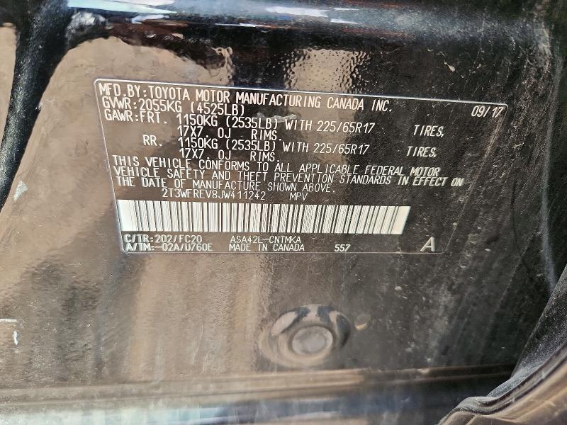 Продажа на аукционе авто 2018 Toyota Rav4, vin: 2T3WFREV8JW411242, номер лота: 65347566