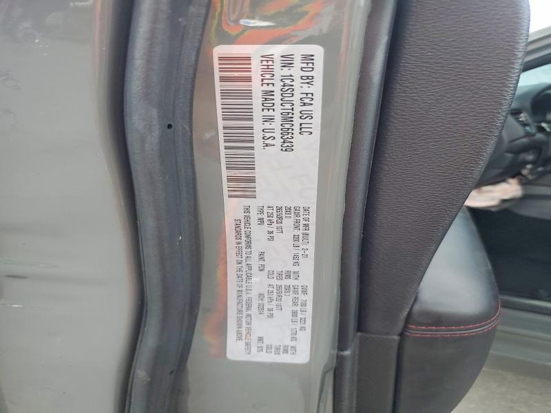 63923856 :رقم المزاد ، 1C4SDJCT6MC663439 vin ، 2021 Dodge Durango مزاد بيع