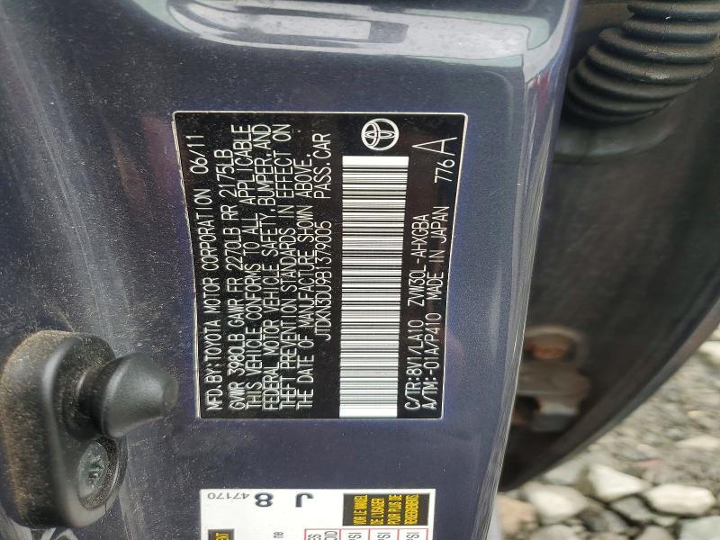 2011 Toyota Prius მანქანა იყიდება აუქციონზე, vin: JTDKN3DU9B1379005, აუქციონის ნომერი: 66826086