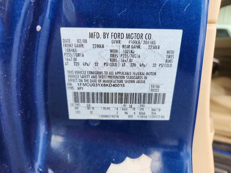 2008 Ford Escape მანქანა იყიდება აუქციონზე, vin: 1FMCU031X8KD40015, აუქციონის ნომერი: 65064356