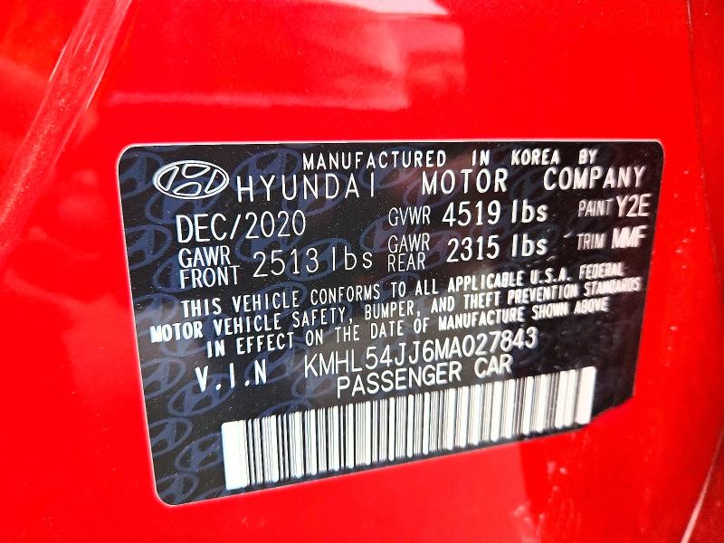 2021 Hyundai Sonata Hybrid მანქანა იყიდება აუქციონზე, vin: KMHL54JJ6MA027843, აუქციონის ნომერი: 66620876