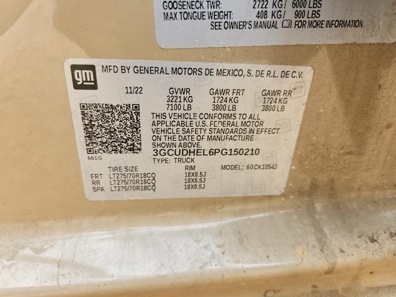 Продаж на аукціоні авто 2023 Chevrolet Silverado, vin: 3GCUDHEL6PG150210, номер лоту: 65237626