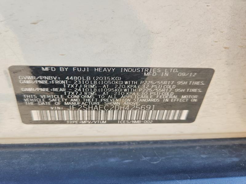Продажа на аукционе авто 2013 Subaru Forester, vin: JF2SHAEC2DH425691, номер лота: 63700086