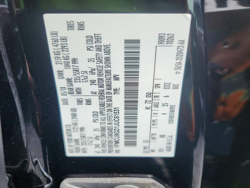 Продаж на аукціоні авто 2018 Ford Escape, vin: 1FMCU9GD1JUC61531, номер лоту: 65330096