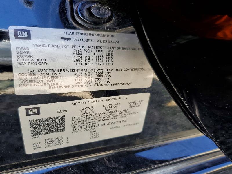 Aukcja sprzedaży 2020 Gmc Sierra, vin: 1GTU9FEL4LZ237474, numer aukcji: 64903226
