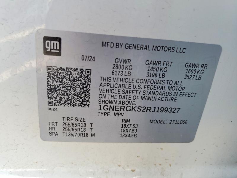 Auction sale of the 2024 Chevrolet Traverse, vin: 1GNERGKS2RJ199327, lot number: 64837116