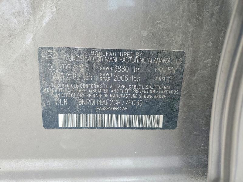 Продаж на аукціоні авто 2016 Hyundai Elantra, vin: 5NPDH4AE2GH776039, номер лоту: 65640626