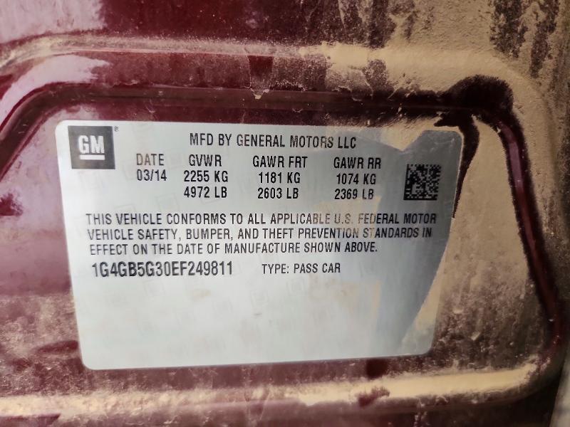 Aukcja sprzedaży 2014 Buick Lacrosse, vin: 1G4GB5G30EF249811, numer aukcji: 64230796