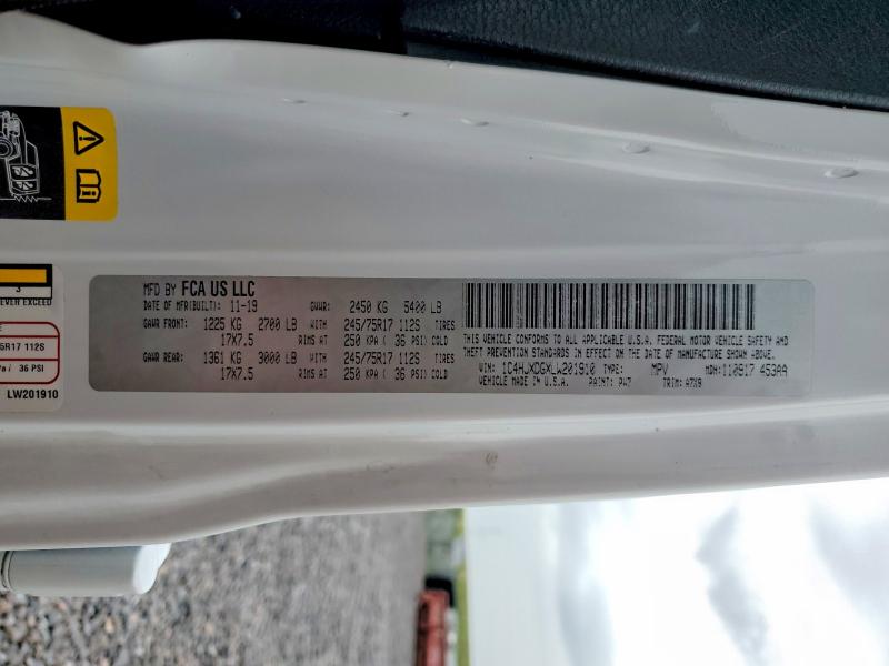 63211656 :رقم المزاد ، 1C4HJXDGXLW201910 vin ، 2020 Jeep Wrangler Unlimited مزاد بيع