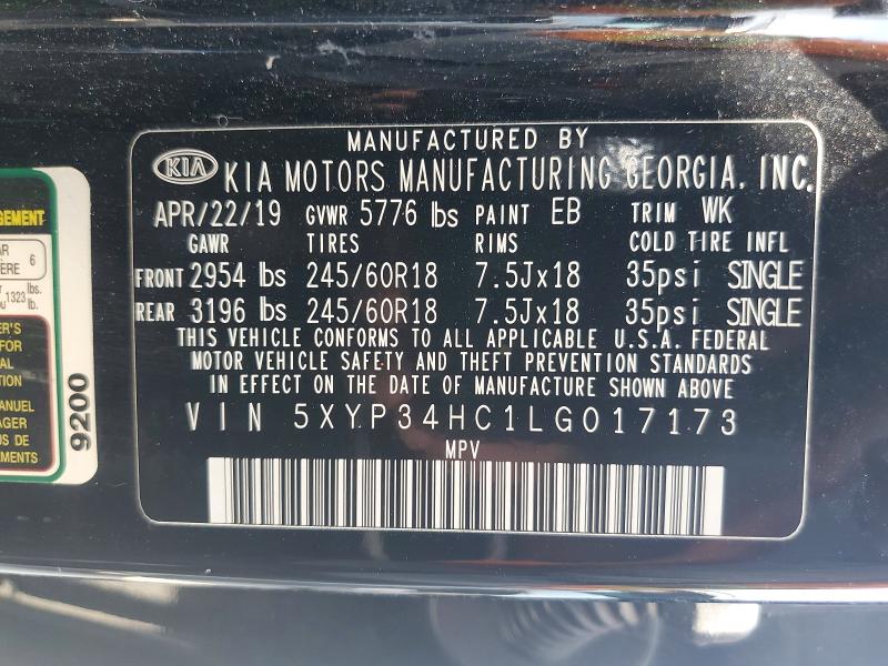 Aukcja sprzedaży 2020 Kia Telluride, vin: 5XYP34HC1LG017173, numer aukcji: 63848576