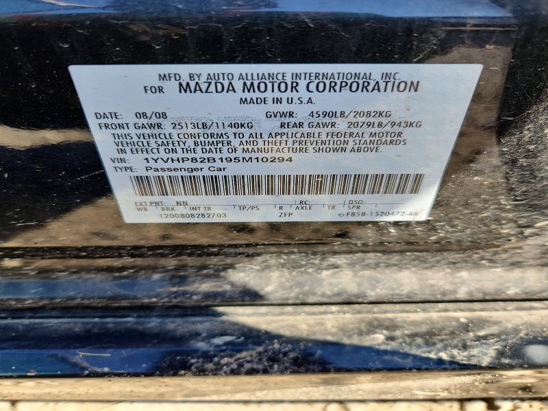2009 Mazda 6 მანქანა იყიდება აუქციონზე, vin: 1YVHP82B195M10294, აუქციონის ნომერი: 66124176