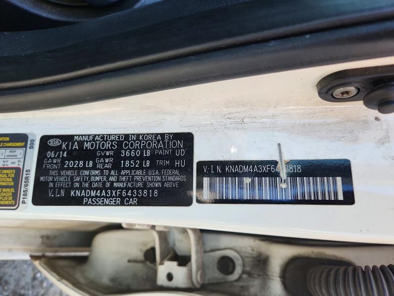 Aukcja sprzedaży 2015 Kia Rio, vin: KNADM4A3XF6433818, numer aukcji: 64020716