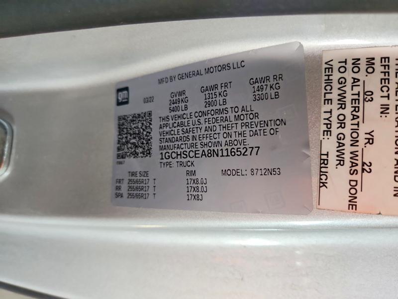 Aukcja sprzedaży 2022 Chevrolet Colorado, vin: 1GCHSCEA8N1165277, numer aukcji: 64728236
