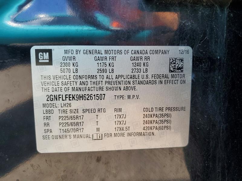 Продаж на аукціоні авто 2017 Chevrolet Equinox, vin: 2GNFLFEK9H6261507, номер лоту: 66056506