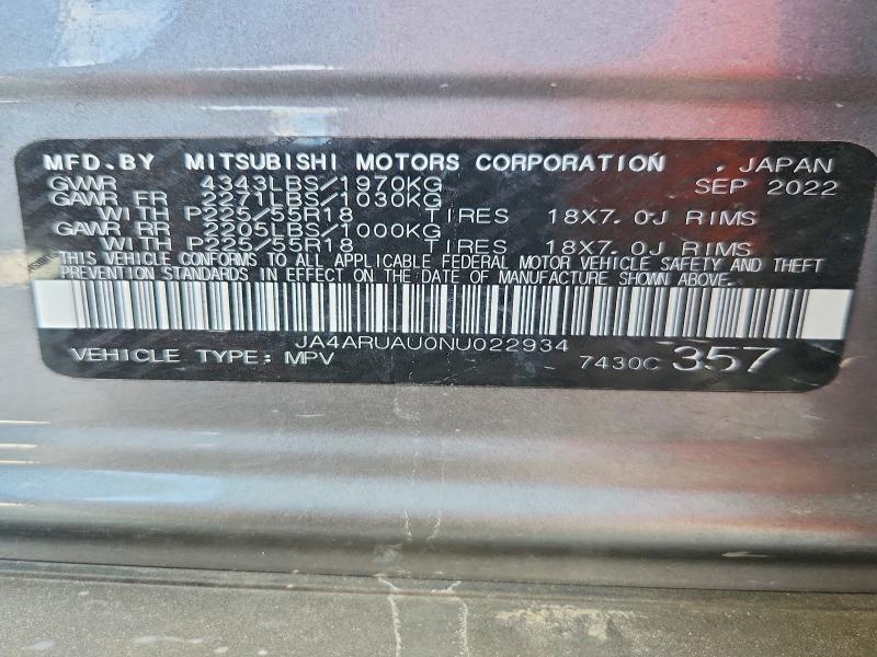 Продаж на аукціоні авто 2022 Mitsubishi Outlander Sport, vin: JA4ARUAU0NU022934, номер лоту: 65519026