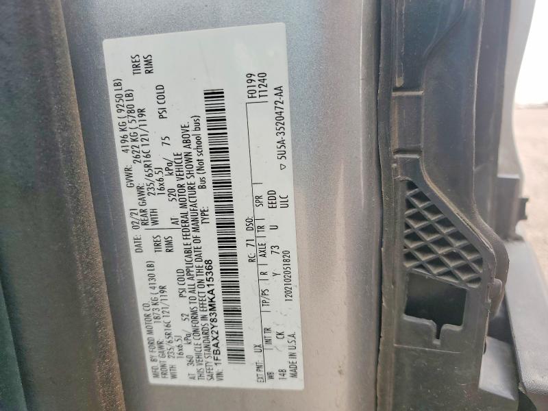 Продажа на аукционе авто 2021 Ford Transit, vin: 1FBAX2Y83MKA15368, номер лота: 63765646