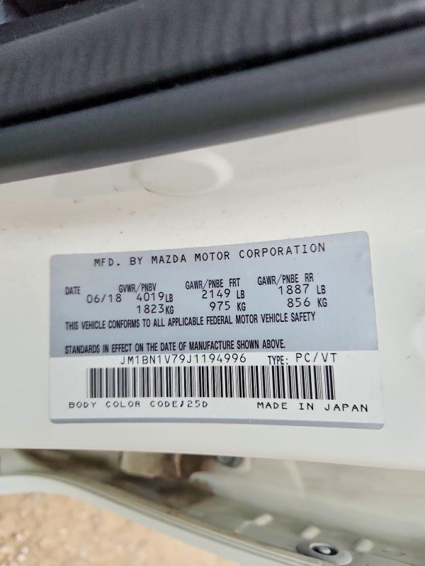 2018 Mazda 3 მანქანა იყიდება აუქციონზე, vin: JM1BN1V79J1194996, აუქციონის ნომერი: 62525866