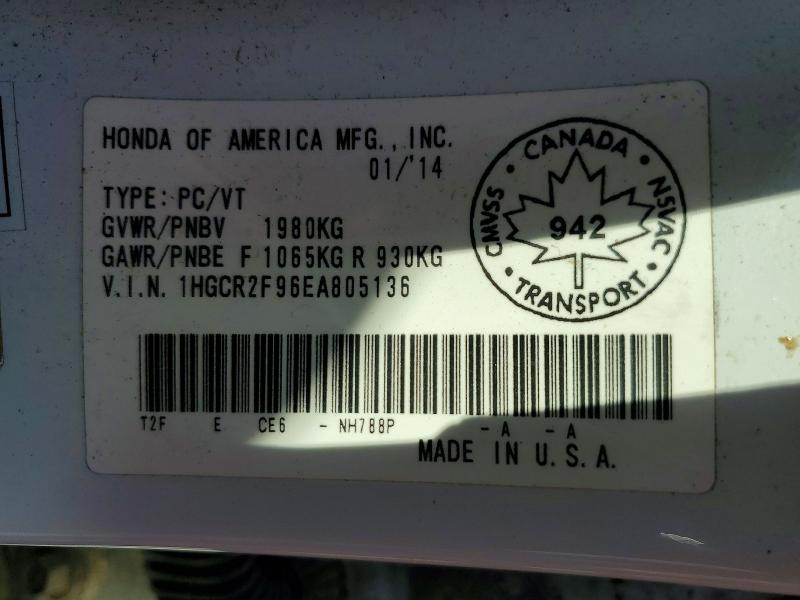 Продажа на аукционе авто 2014 Honda Accord, vin: 1HGCR2F96EA805136, номер лота: 65269736