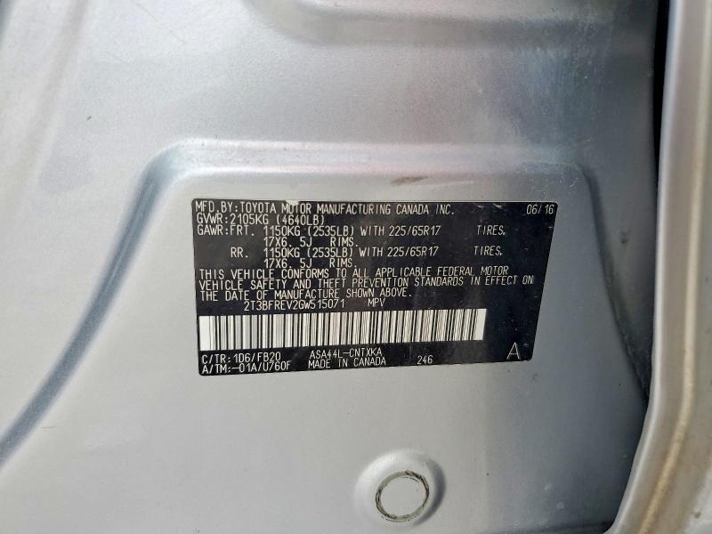 Продажа на аукционе авто 2016 Toyota Rav4, vin: 2T3BFREV2GW515071, номер лота: 63913486