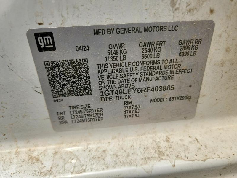 64752866 :رقم المزاد ، 1GT49LEY6RF403885 vin ، 2024 Gmc Sierra مزاد بيع