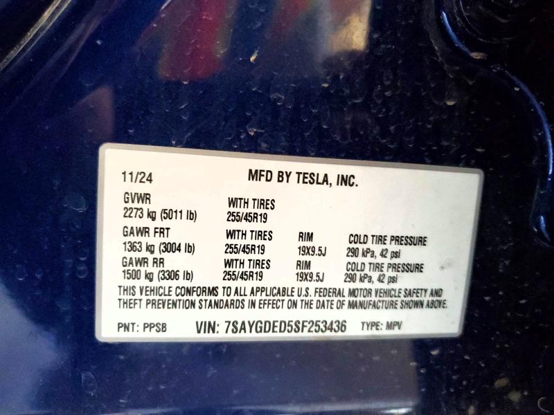 Продаж на аукціоні авто 2025 Tesla Model Y, vin: 7SAYGDED5SF253436, номер лоту: 66314506