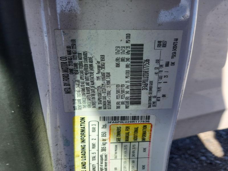 60042156 :رقم المزاد ، 3FA6P0LU2DR177536 vin ، 2013 Ford Fusion مزاد بيع