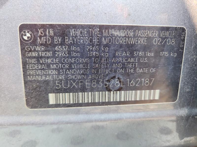 65121596 :رقم المزاد ، 5UXFE83528L162187 vin ، 2008 Bmw X5 مزاد بيع