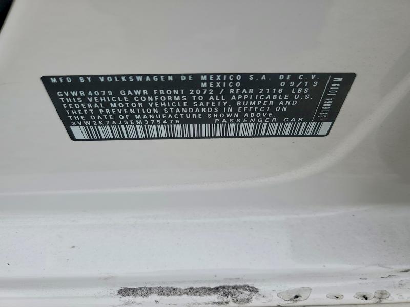 Aukcja sprzedaży 2014 Volkswagen Jetta, vin: 3VW2K7AJ3EM375479, numer aukcji: 64225516