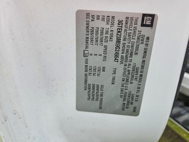 Aukcja sprzedaży 2009 Gmc Sierra, vin: 3GTEK23M69G249647, numer aukcji: 63502596