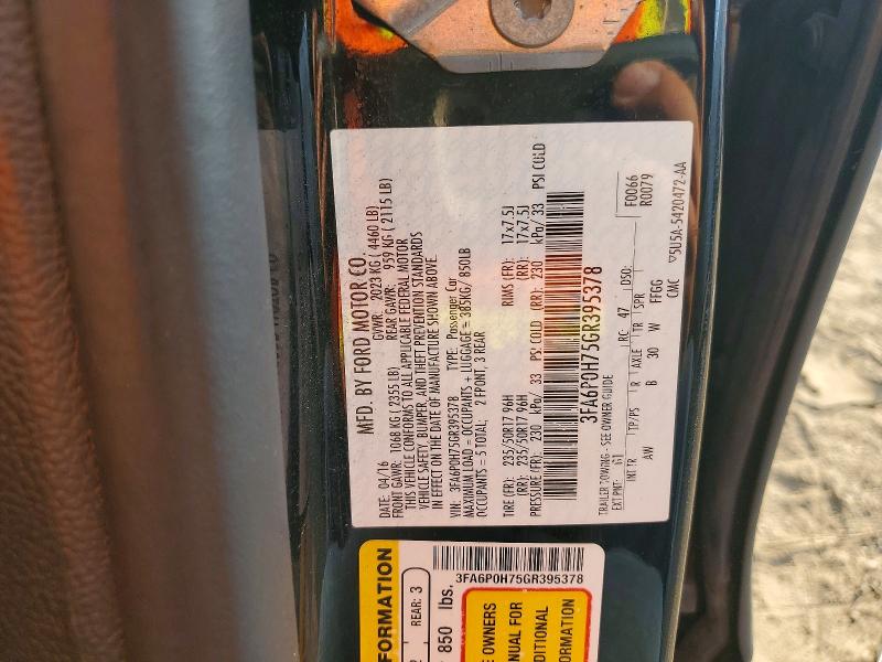 66394876 :رقم المزاد ، 3FA6P0H75GR395378 vin ، 2016 Ford Fusion مزاد بيع