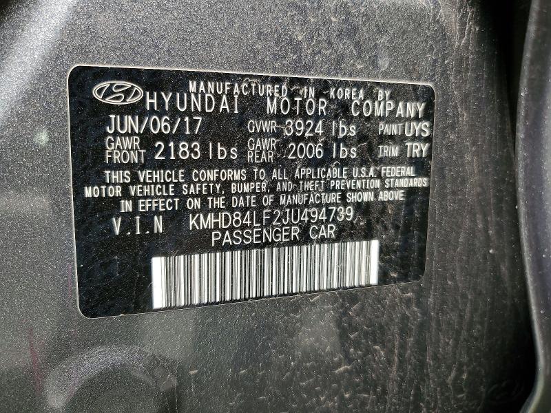 Продажа на аукционе авто 2018 Hyundai Elantra, vin: KMHD84LF2JU494739, номер лота: 63154136