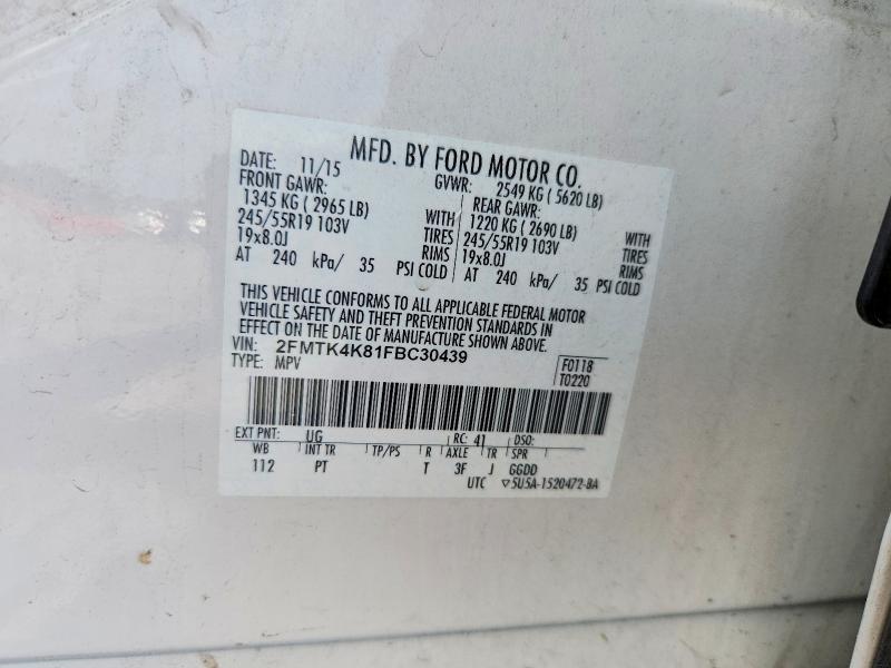 Aukcja sprzedaży 2015 Ford Edge, vin: 2FMTK4K81FBC30439, numer aukcji: 63893676
