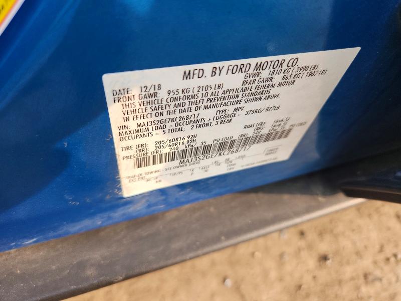 Продаж на аукціоні авто 2019 Ford Ecosport, vin: MAJ3S2GE7KC268717, номер лоту: 65280776