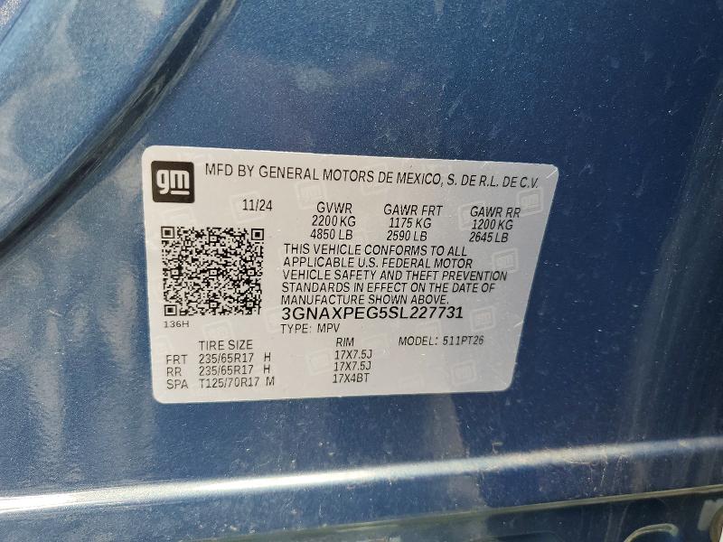 Продаж на аукціоні авто 2025 Chevrolet Equinox, vin: 3GNAXPEG5SL227731, номер лоту: 63893476