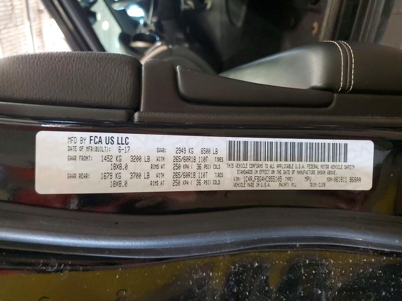 2017 Jeep Grand Cherokee მანქანა იყიდება აუქციონზე, vin: 1C4RJFBG4HC955105, აუქციონის ნომერი: 64403076