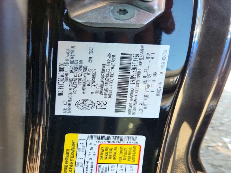 2021 Ford Mustang მანქანა იყიდება აუქციონზე, vin: 1FATP8UH2M5116726, აუქციონის ნომერი: 65257526