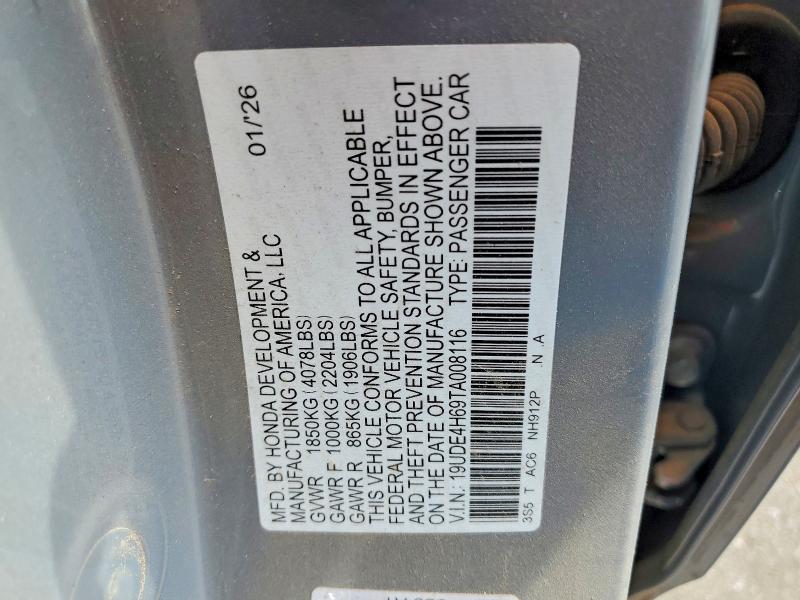 2026 Acura Integra მანქანა იყიდება აუქციონზე, vin: 19UDE4H69TA008116, აუქციონის ნომერი: 64830826