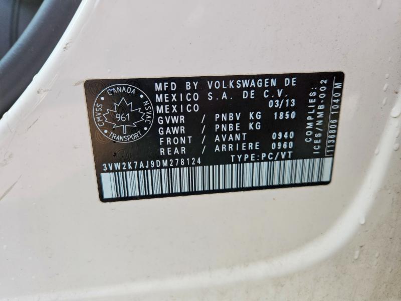Продажа на аукционе авто 2013 Volkswagen Jetta, vin: 3VW2K7AJ9DM278124, номер лота: 65348726