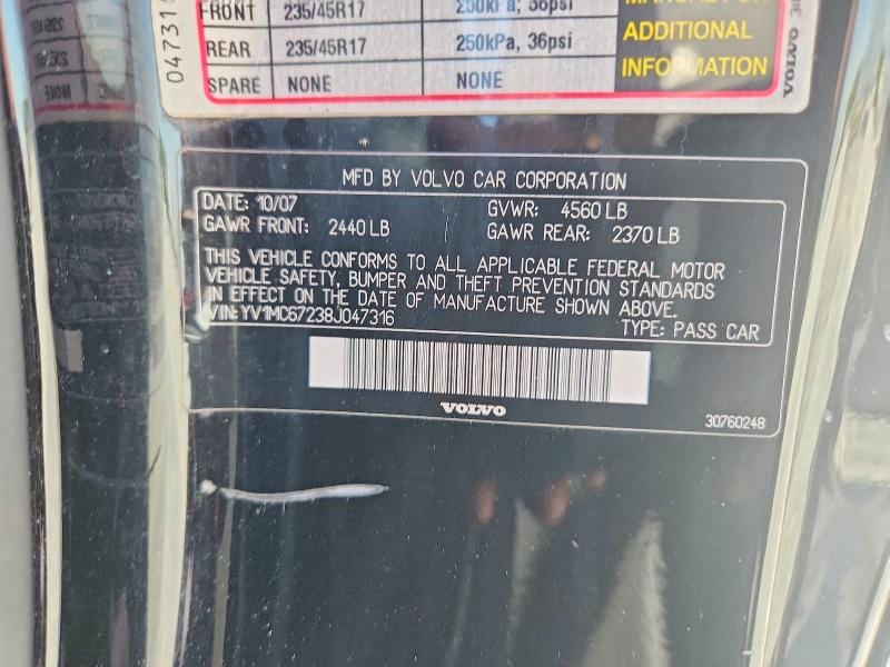 65865746 :رقم المزاد ، YV1MC67238J047316 vin ، 2008 Volvo C70 مزاد بيع