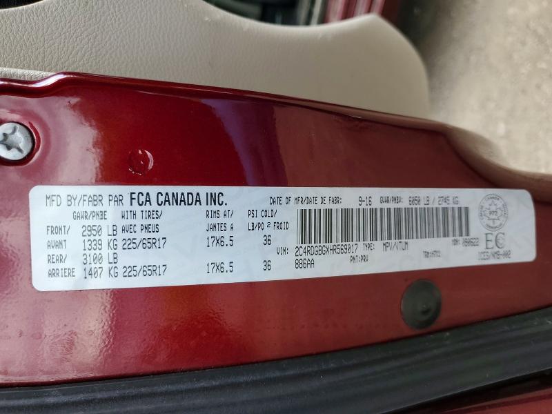 2017 Dodge Grand Caravan მანქანა იყიდება აუქციონზე, vin: 2C4RDGBGXHR569017, აუქციონის ნომერი: 65848816