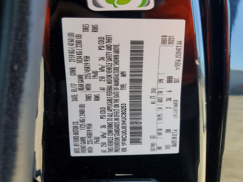 Aukcja sprzedaży 2017 Ford Escape, vin: 1FMCU0J93HUC80253, numer aukcji: 66656276