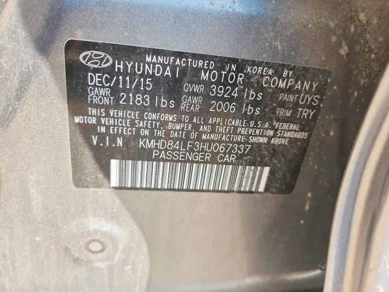 66060906 :رقم المزاد ، KMHD84LF3HU067337 vin ، 2017 Hyundai Elantra مزاد بيع