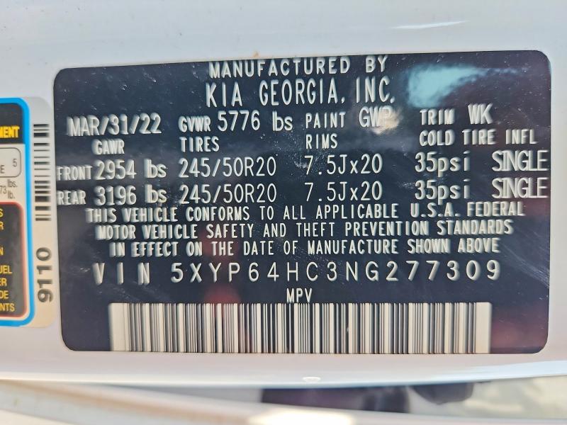 Продажа на аукционе авто 2022 Kia Telluride, vin: 5XYP64HC3NG277309, номер лота: 63878786
