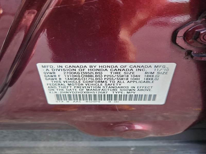 Aukcja sprzedaży 2011 Acura Mdx, vin: 2HNYD2H2XBH512687, numer aukcji: 65632036