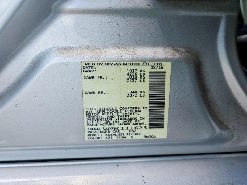 65279126 :رقم المزاد ، 1N4AL3AP7HC111623 vin ، 2017 Nissan Altima مزاد بيع