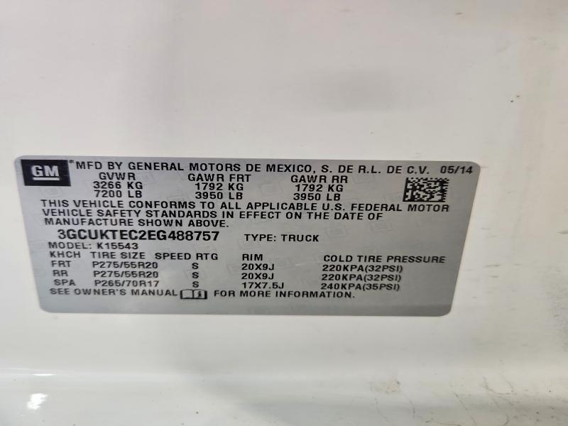 2014 Chevrolet Silverado მანქანა იყიდება აუქციონზე, vin: 3GCUKTEC2EG488757, აუქციონის ნომერი: 64405956