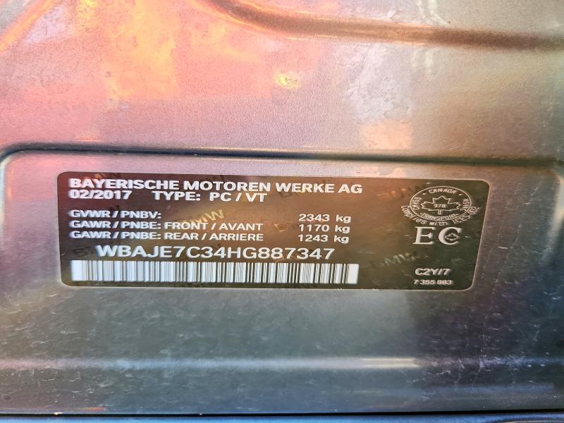 Aukcja sprzedaży 2017 Bmw 540, vin: WBAJE7C34HG887347, numer aukcji: 64497026