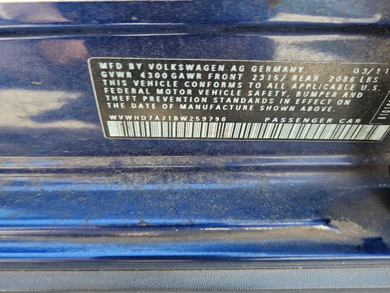 65818036 :رقم المزاد ، WVWHD7AJ1BW259796 vin ، 2011 Volkswagen Gti مزاد بيع