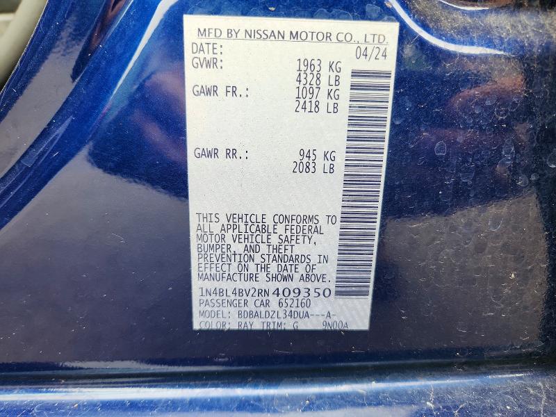 66474306 :رقم المزاد ، 1N4BL4BV2RN409350 vin ، 2024 Nissan Altima مزاد بيع